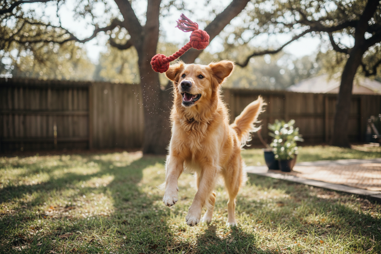 создай собаку которая играет что бы все было реалистично